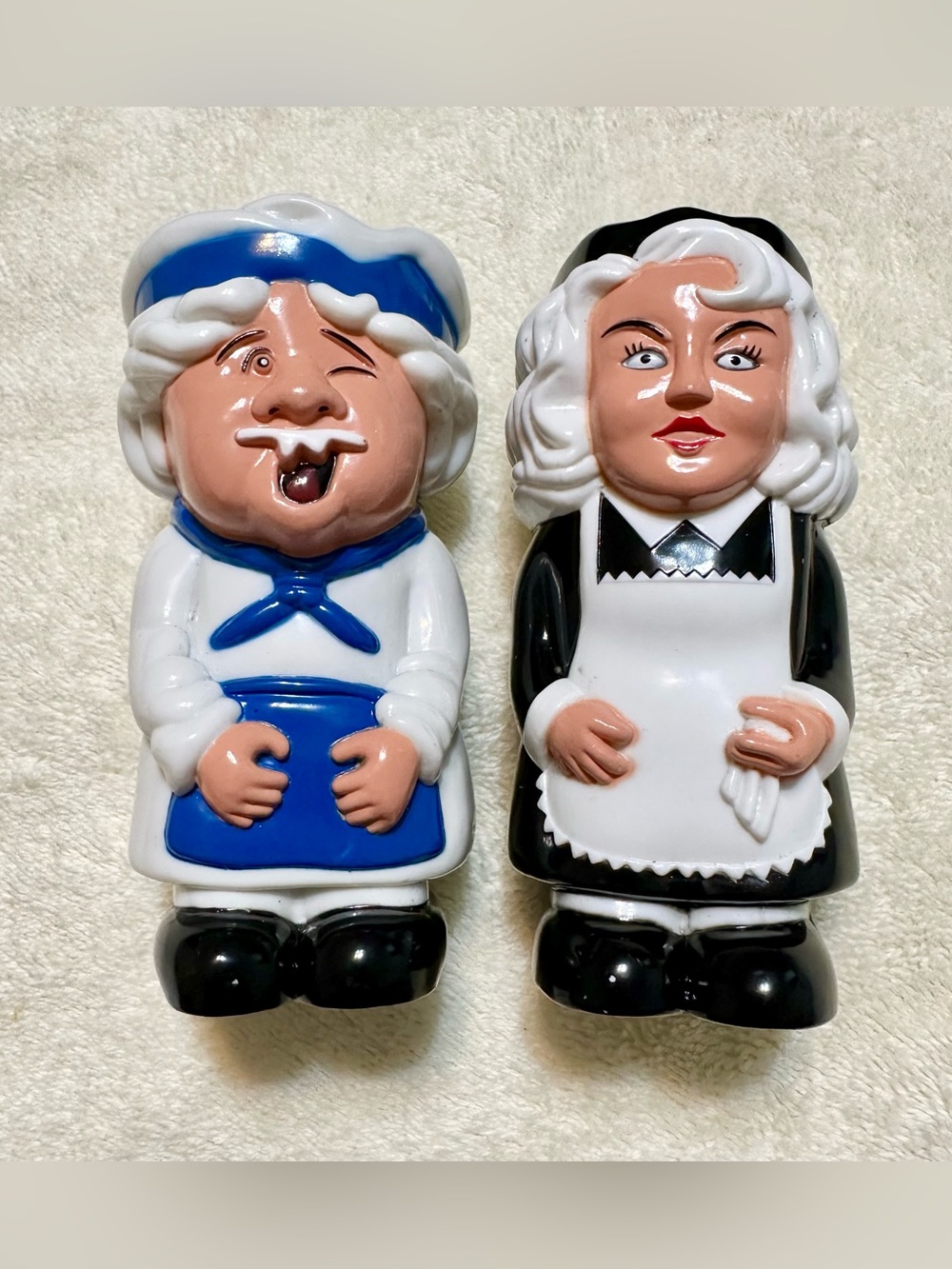Vintage 90s Novelty Chef and Maid Sound Salt and Pepper Shakers Battery Operated